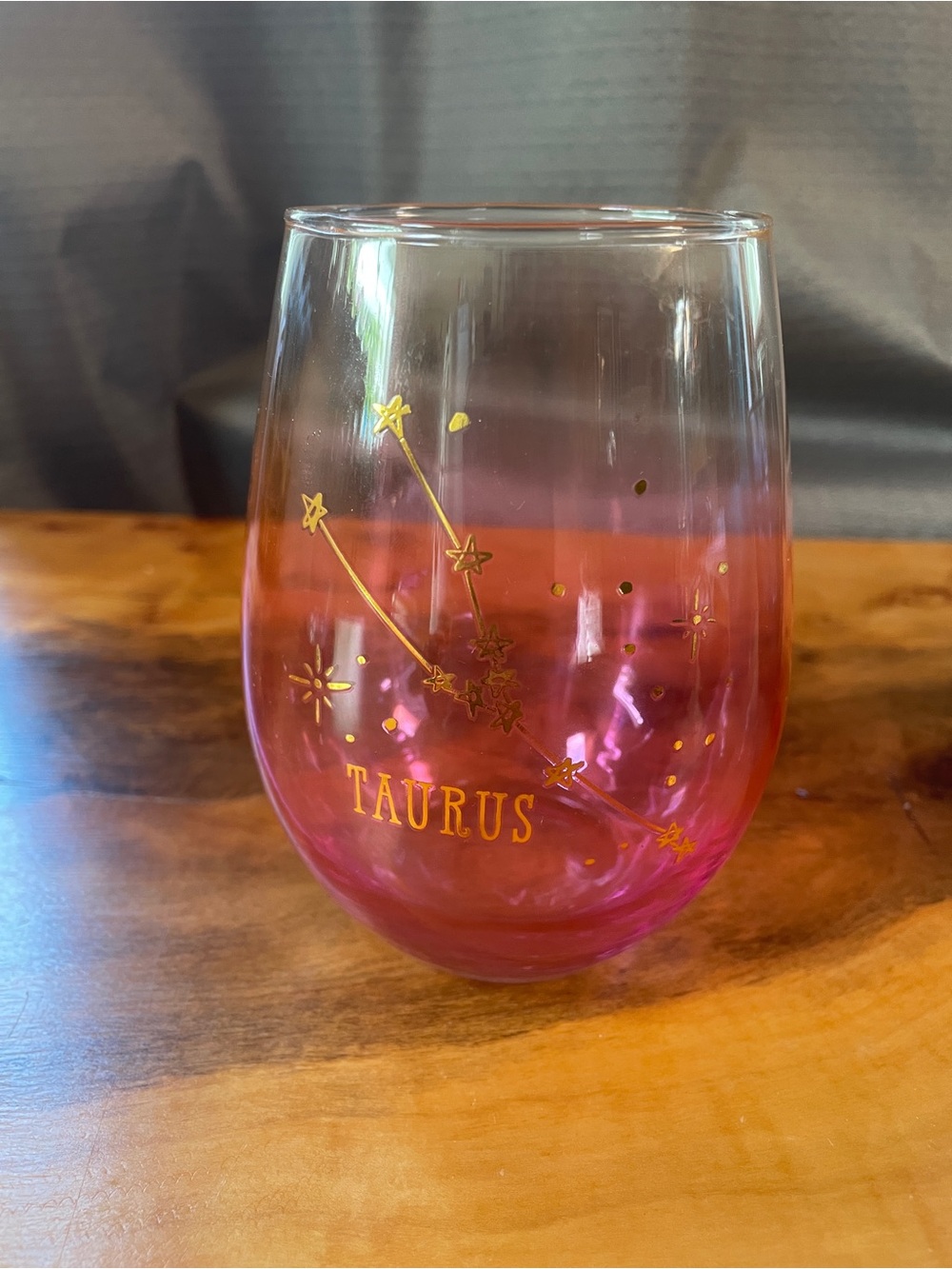 Hot Pink Ombré Taurus Wine Glass